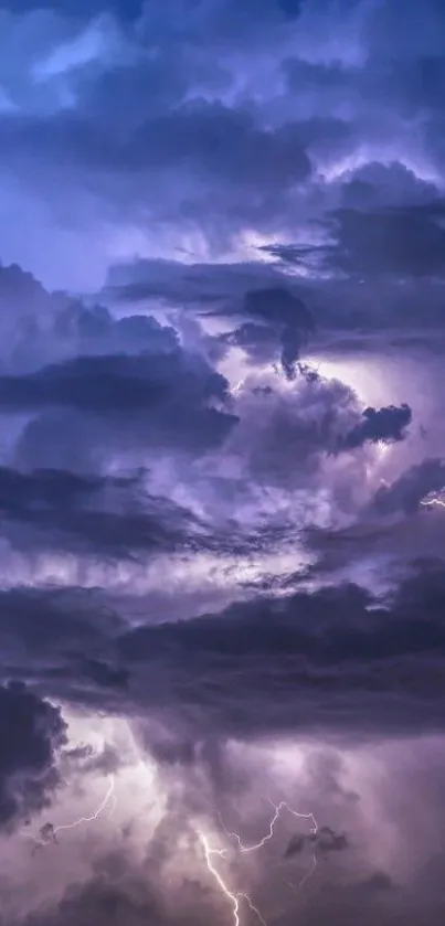 Purple lightning clouds with vibrant storm scene.