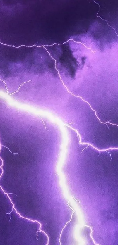 Vibrant purple lightning streak electrifying dark sky in dynamic mobile wallpaper.