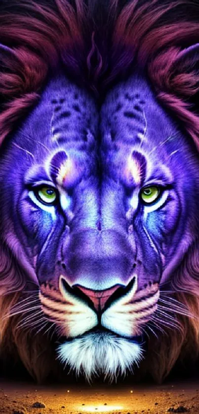 Vibrant purple lion artwork for mobile wallpaper