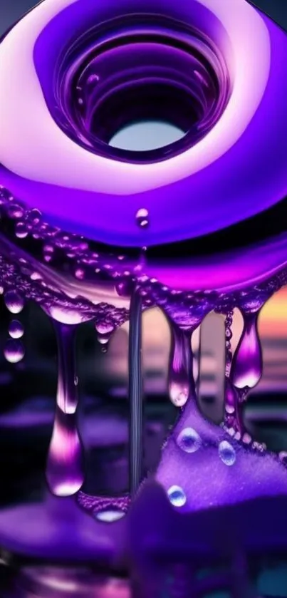 Vibrant purple liquid art mobile wallpaper with abstract design.