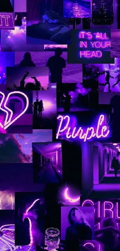 Vibrant purple neon aesthetic mobile wallpaper with stylish designs.