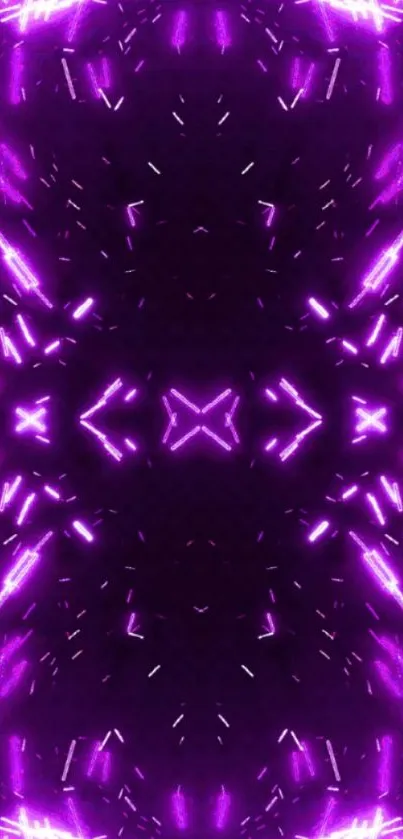 Symmetrical purple neon pattern mobile wallpaper