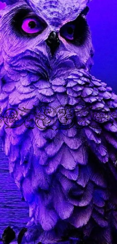 Vivid purple owl artwork with intricate feathers.