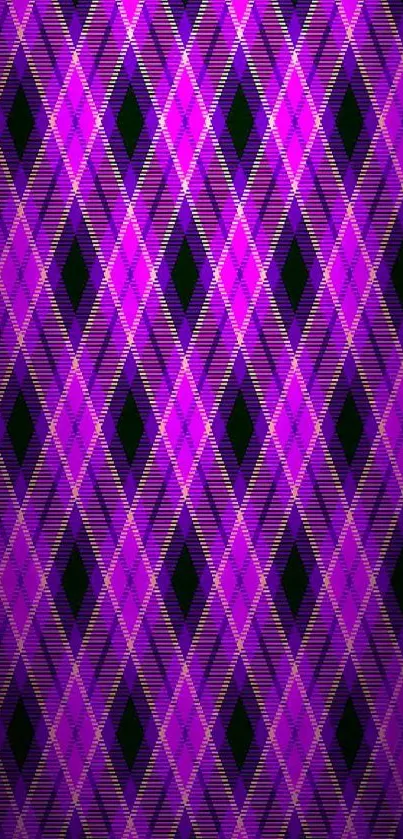 Purple plaid patterned wallpaper for mobile device.