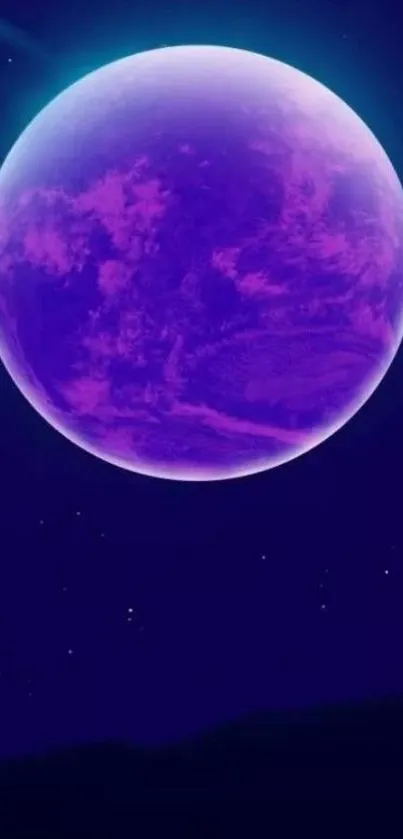 Purple planet wallpaper with cosmic background.