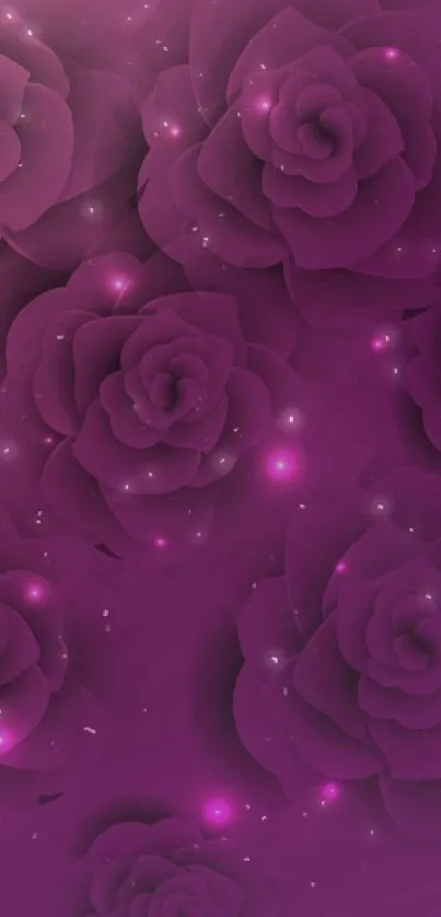 Purple rose wallpaper with glowing floral design.