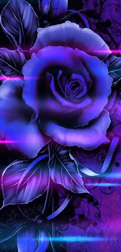 Purple rose with intricate design on a vibrant background.