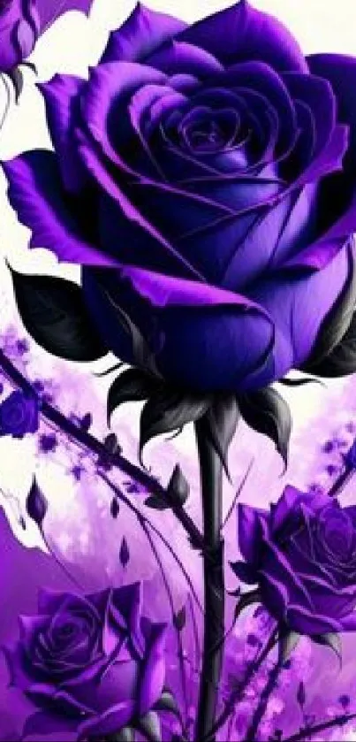 Elegant mobile wallpaper with vibrant purple rose design.