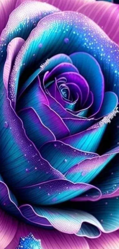 Vibrant purple and blue rose wallpaper for mobile screens