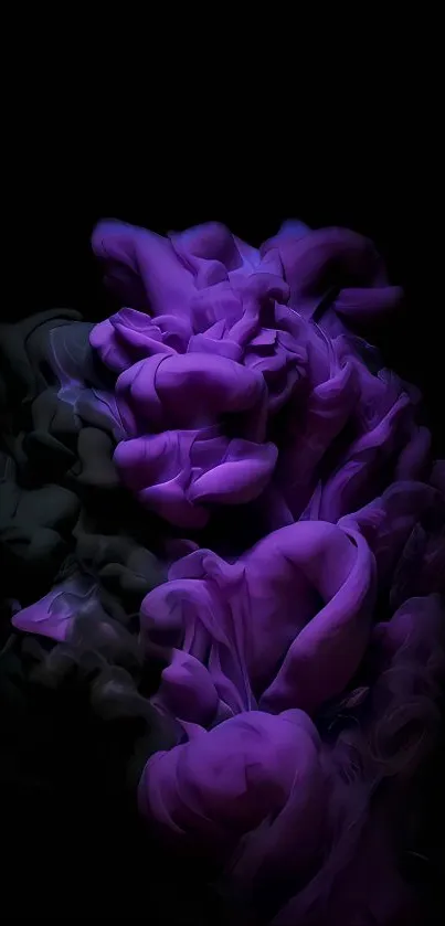 Vibrant purple smoke against a black backdrop.