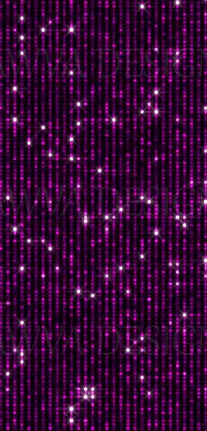 Mobile wallpaper with vibrant purple sparkles and shimmering light patterns.