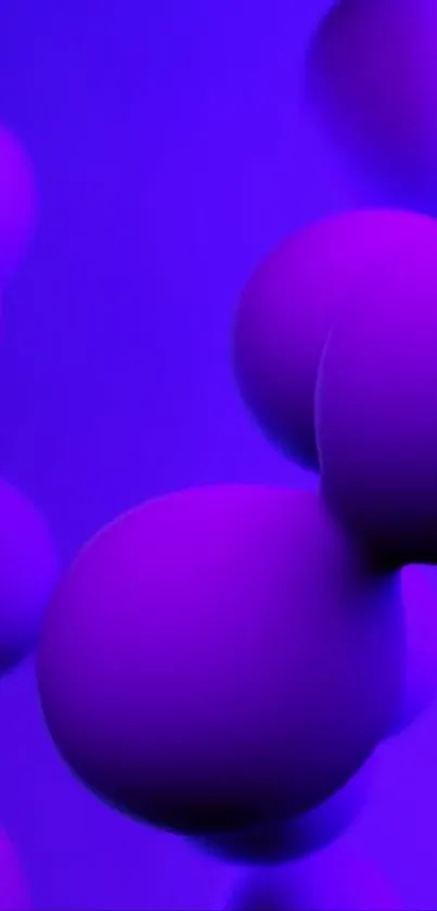 Abstract digital wallpaper with vibrant purple spheres, ideal for mobile phones.