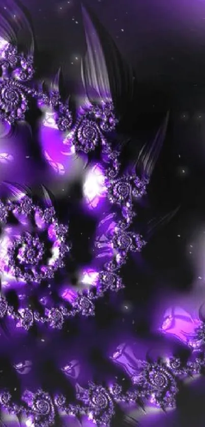 Vibrant purple spiral design with abstract fractal patterns for mobile wallpaper.