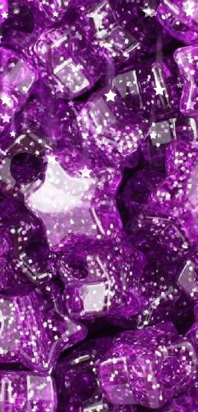 Purple star mosaic with glitter effect