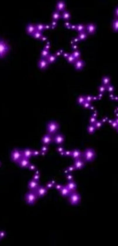 Vibrant purple stars glowing on a black background.