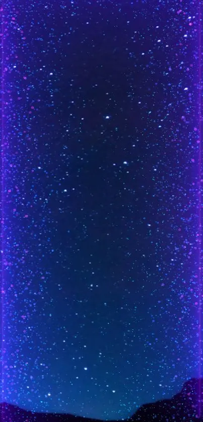 Purple starry sky wallpaper with shimmering stars and cosmic backdrop.