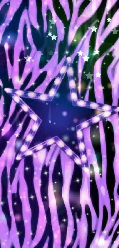 Purple zebra and star design wallpaper for phones.