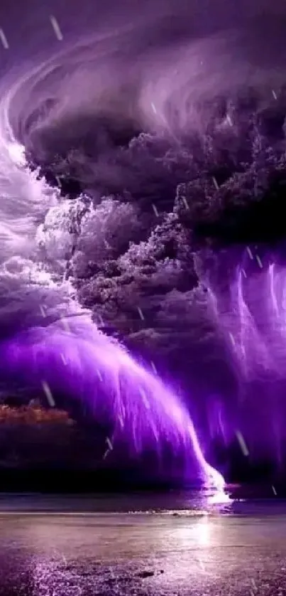 Purple lightning and stormy clouds wallpaper.