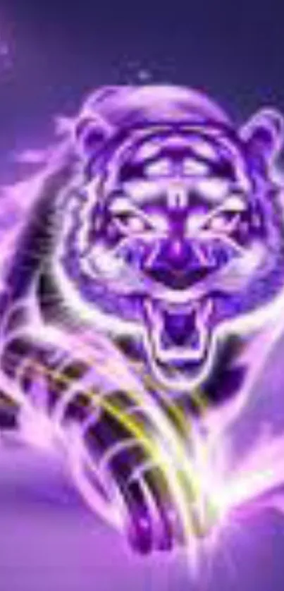 Vibrant purple tiger with neon energy effects.