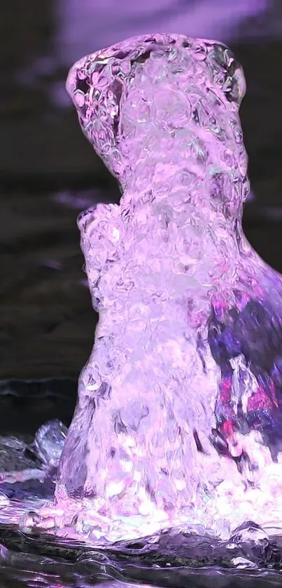 Vibrant purple water splash with luminous glow.