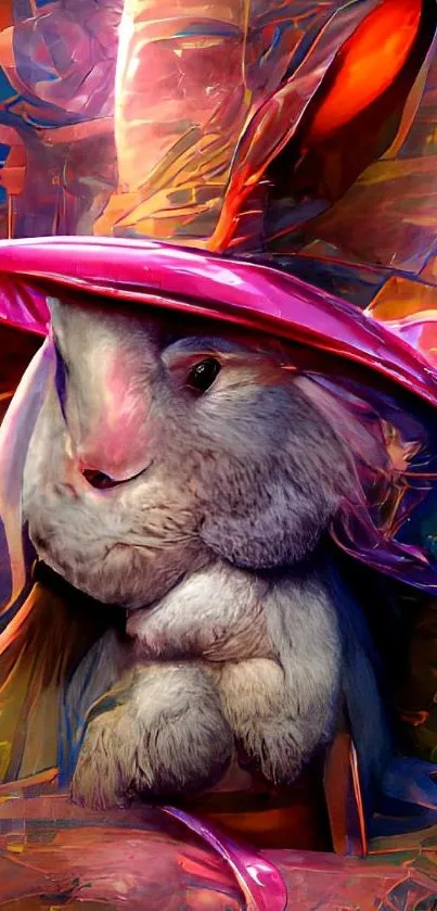 Vibrant abstract wallpaper featuring a rabbit.