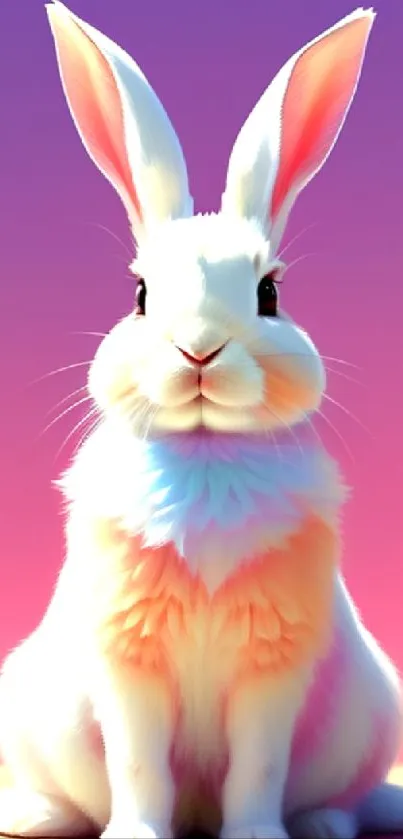 Adorable rabbit with a pastel gradient background.