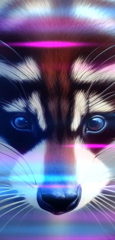 Colorful digital art of a raccoon in vivid indigo hues.