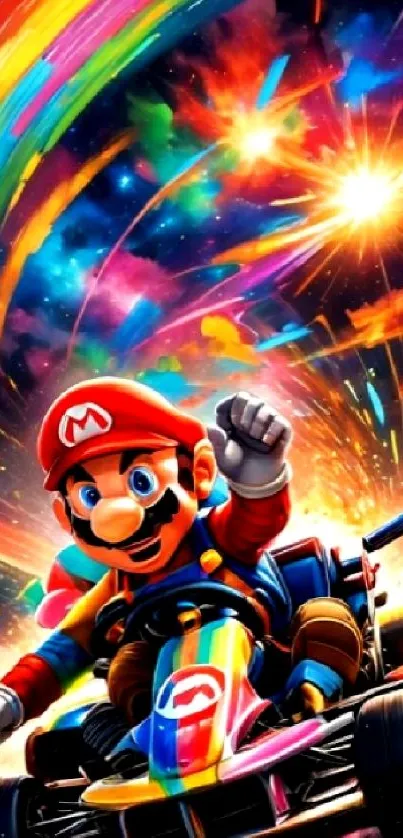 Colorful anime-style racing scene wallpaper with vibrant character.