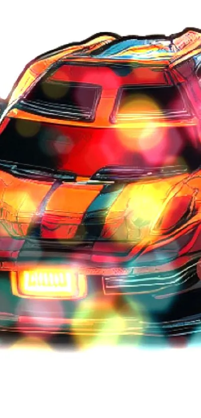 Vibrant orange and blue racing car illustration for mobile wallpaper.