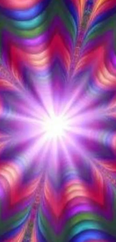 Vibrant colorful burst wallpaper with radiant purple center.