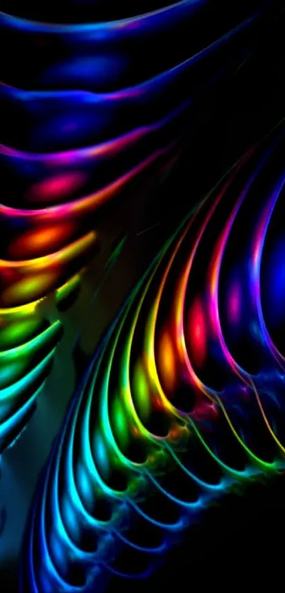 Vibrant abstract rainbow design with vivid colors on a mobile wallpaper.