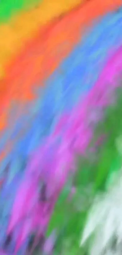 Vibrant abstract wallpaper with rainbow colors blending artistically.