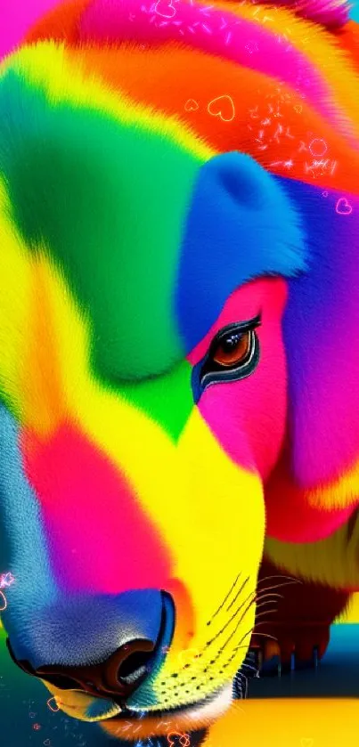 Vibrant rainbow animal digital art wallpaper.