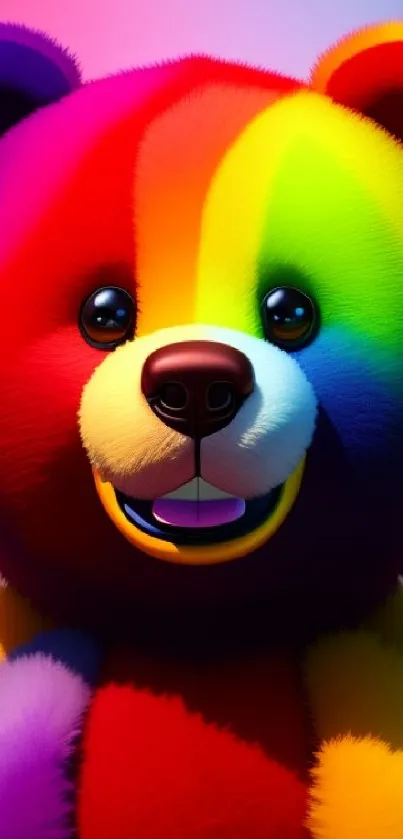 Cute rainbow bear wallpaper with vibrant colors.