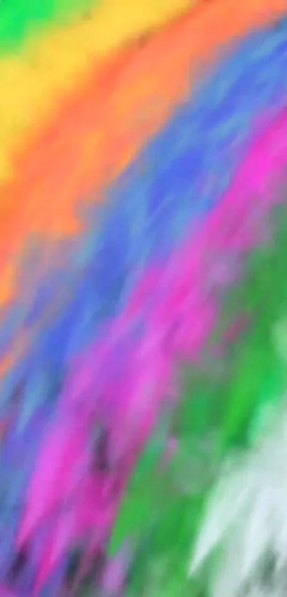 Vibrant rainbow brush strokes wallpaper.