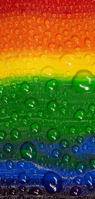 Vibrant rainbow wallpaper with droplets covering the surface in a colorful display.