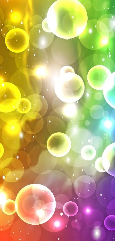 Vibrant rainbow bubbles wallpaper with colorful abstract design.