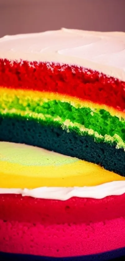 Colorful rainbow cake wallpaper with vibrant layers.