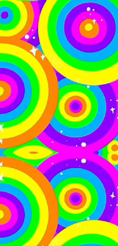 Bright and colorful abstract circle pattern wallpaper.