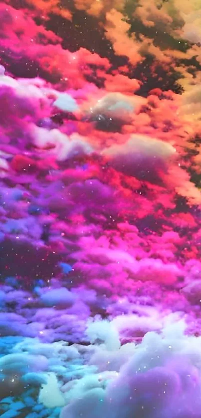 Vibrant rainbow clouds mobile wallpaper.