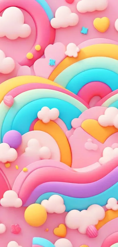 Colorful pastel rainbow clouds wallpaper.