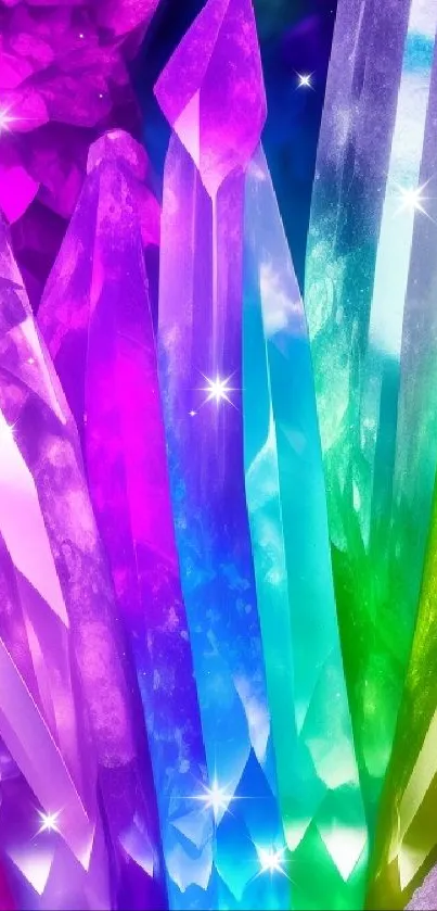 Colorful rainbow crystals mobile wallpaper art