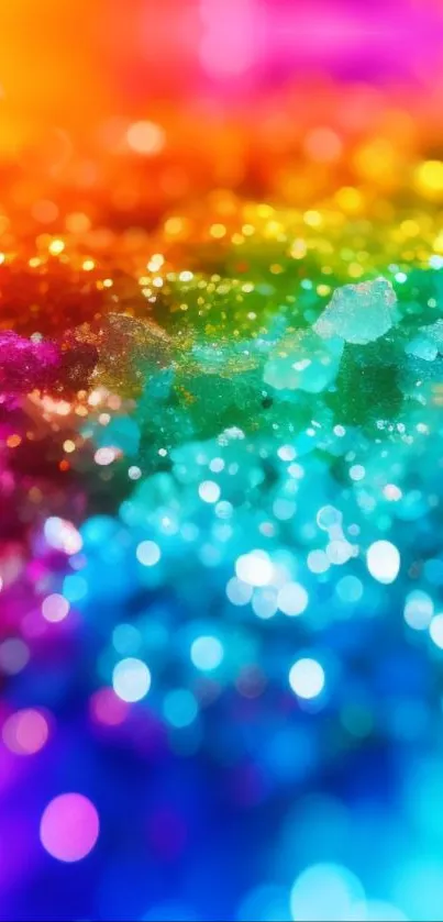 Vibrant rainbow crystal wallpaper with sparkling hues and textures.