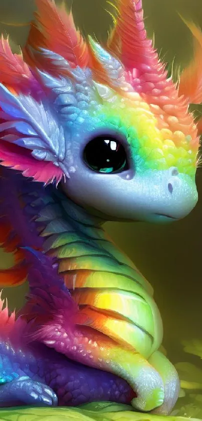 Colorful rainbow dragon illustration for mobile wallpaper.