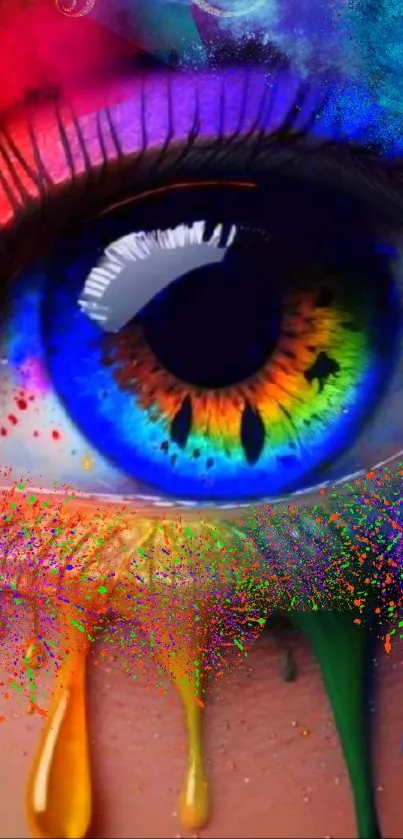 Colorful eye art with vibrant splash effect.