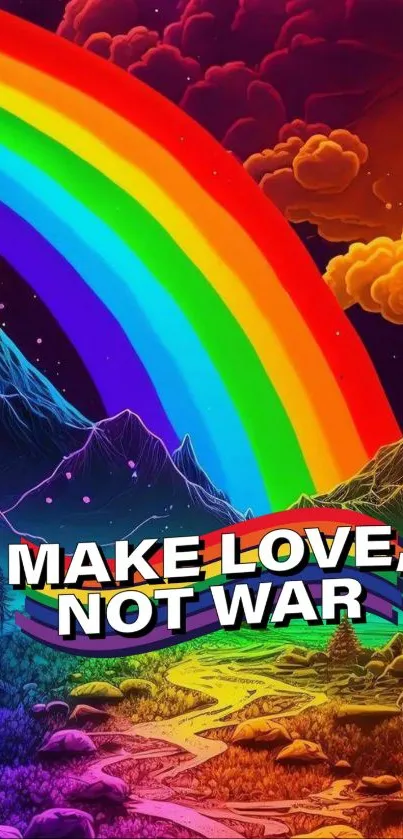 Bright and colorful rainbow landscape art for mobile wallpaper.