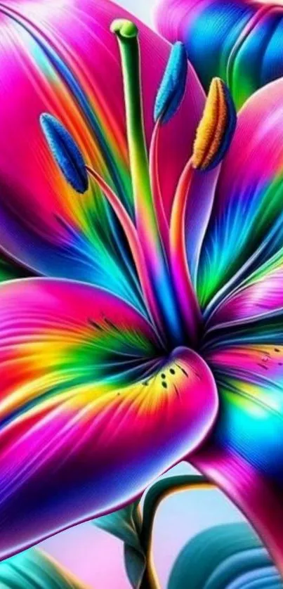 Colorful rainbow flower with vibrant petals.