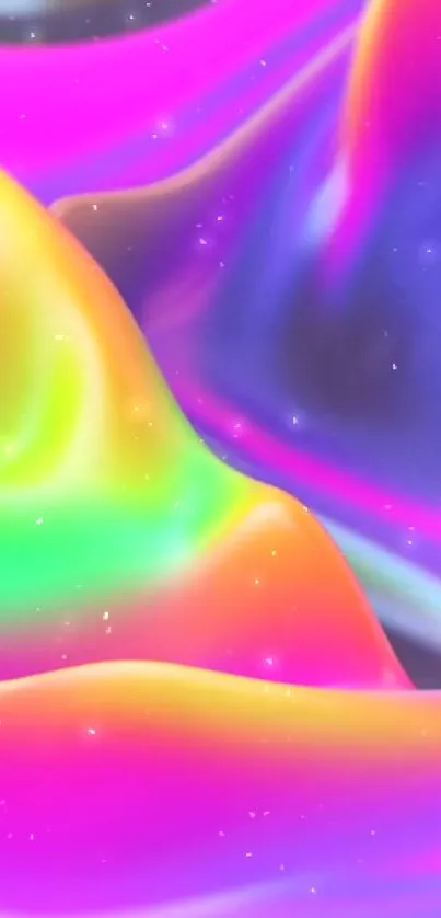 Abstract rainbow fluid wallpaper with vibrant colors.