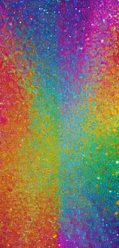 Vibrant rainbow glitter wallpaper with multicolor sparkles.