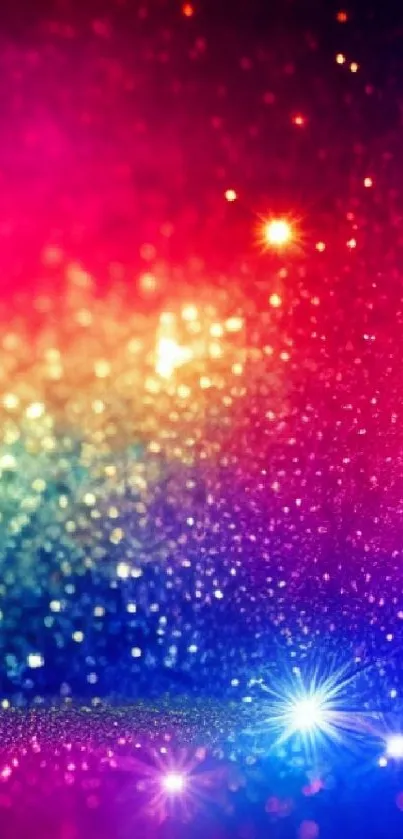 Vibrant rainbow glitter wallpaper with bright colors and sparkling effects.